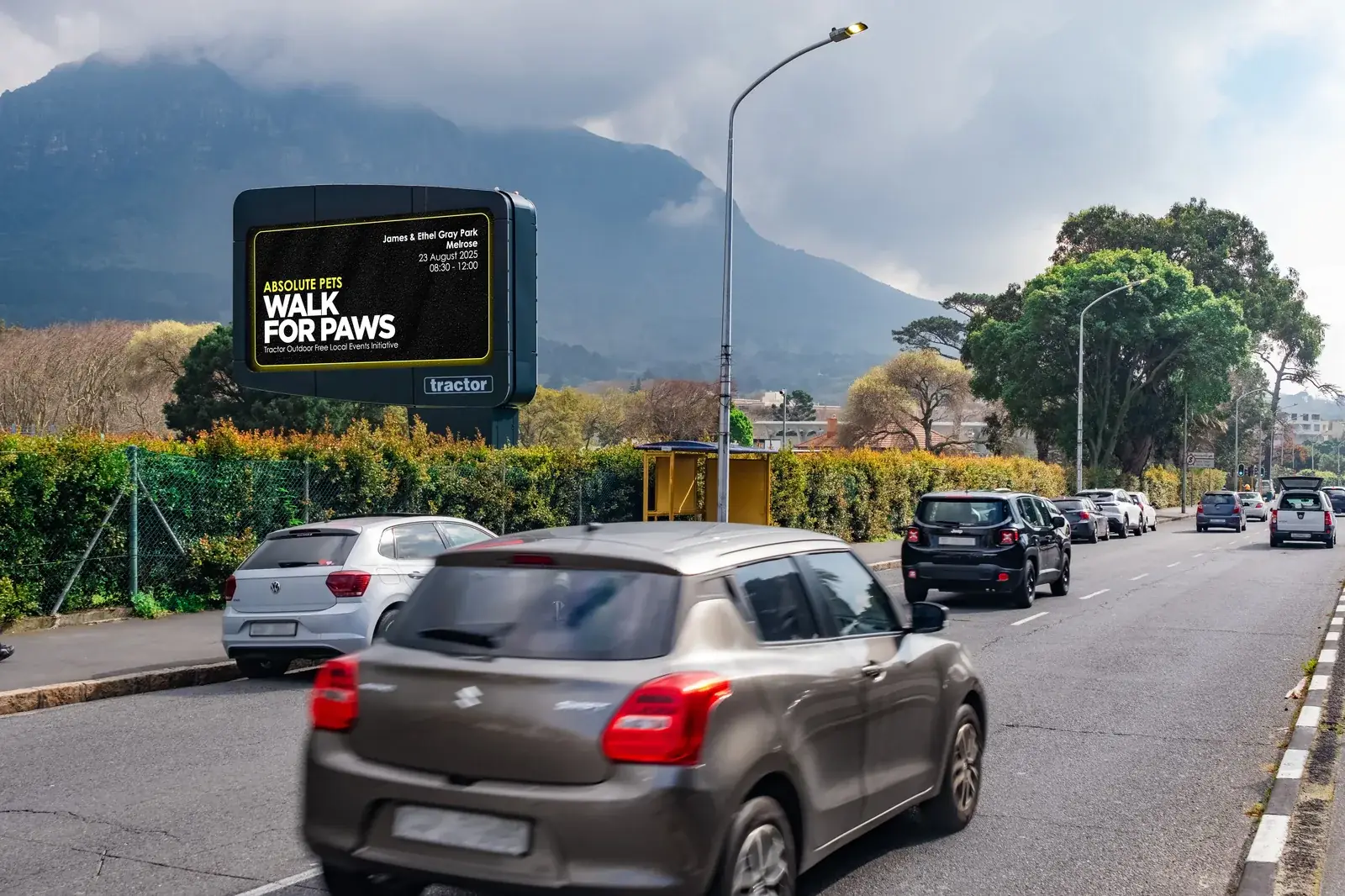 Local community event promoted on Tractor Outdoor digital billboard South Africa